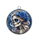 Pendentif Cabochon Argent - femme squelette fleur