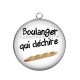 Pendentif Cabochon Argent - boulanger qui déchire