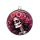 Pendentif Cabochon Argent - femme squelette fleur