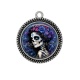Pendentif Cabochon Argent - femme squelette fleur