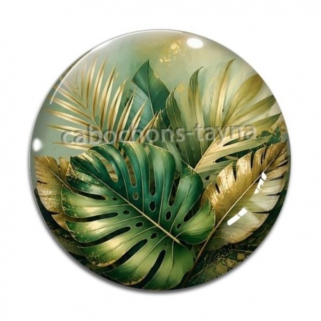 Cabochon Verre - feuille exotique