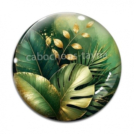 Cabochon Verre - feuille exotique