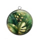 Pendentif Cabochon Argent - feuille exotique