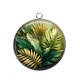 Pendentif Cabochon Argent - feuille exotique