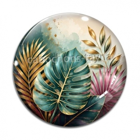 Cabochon Verre - feuille exotique