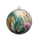 Pendentif Cabochon Argent - feuille exotique