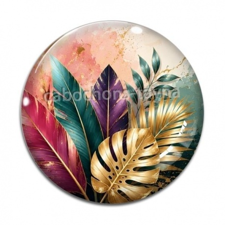 Cabochon Verre - feuille exotique