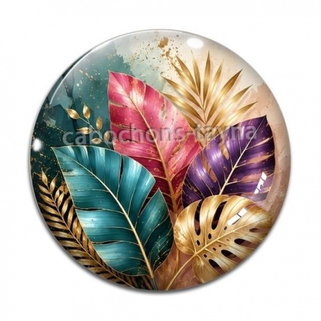 Cabochon Verre - feuille exotique 