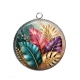 Pendentif Cabochon Argent - feuille exotique 