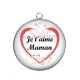 Pendentif Cabochon Argent - maman je t'aime