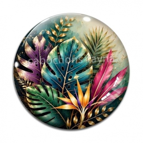 Cabochon Verre - feuille exotique
