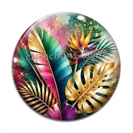 Cabochon Verre - feuille exotique