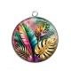 Pendentif Cabochon Argent - feuille exotique