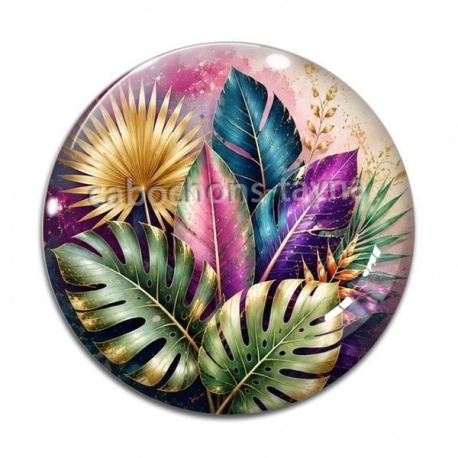 Cabochon Verre - feuille exotique