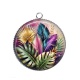 Pendentif Cabochon Argent - feuille exotique