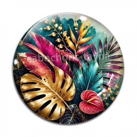 Cabochon Verre - feuille exotique
