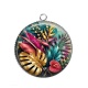Pendentif Cabochon Argent - feuille exotique