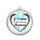 Pendentif Cabochon Argent - maman je t'aime