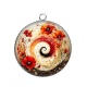Pendentif Cabochon Argent - spirale fleur coquelicot