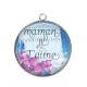 Pendentif Cabochon Argent - maman je t'aime
