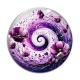 Cabochon Verre - spirale fleur coquelicot