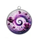 Pendentif Cabochon Argent - spirale fleur coquelicot