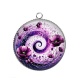 Pendentif Cabochon Argent - spirale fleur coquelicot