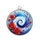 Pendentif Cabochon Argent - spirale fleur coquelicot