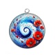 Pendentif Cabochon Argent - spirale fleur coquelicot