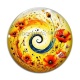 Cabochon Verre - spirale fleur coquelicot