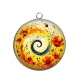 Pendentif Cabochon Argent - spirale fleur coquelicot