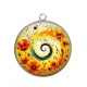 Pendentif Cabochon Argent - spirale fleur coquelicot