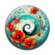 Cabochon Résine - spirale fleur coquelicot