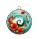 Pendentif Cabochon Argent - spirale fleur coquelicot