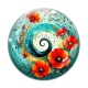 Cabochon Verre - spirale fleur coquelicot