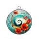 Pendentif Cabochon Argent - spirale fleur coquelicot