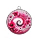 Pendentif Cabochon Argent - spirale fleur coquelicot