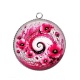 Pendentif Cabochon Argent - spirale fleur coquelicot