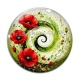 Cabochon Verre - spirale fleur coquelicot
