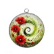 Pendentif Cabochon Argent - spirale fleur coquelicot