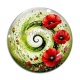 Cabochon Verre - spirale fleur coquelicot