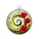 Pendentif Cabochon Argent - spirale fleur coquelicot