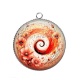 Pendentif Cabochon Argent - spirale fleur coquelicot