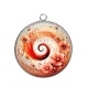 Pendentif Cabochon Argent - spirale fleur coquelicot
