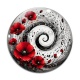 Cabochon Verre - spirale fleur coquelicot