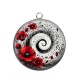 Pendentif Cabochon Argent - spirale fleur coquelicot