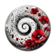 Cabochon Verre - spirale fleur coquelicot