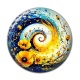 Cabochon Résine - spirale fleur coquelicot