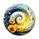 Cabochon Verre - spirale fleur coquelicot