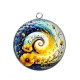 Pendentif Cabochon Argent - spirale fleur coquelicot